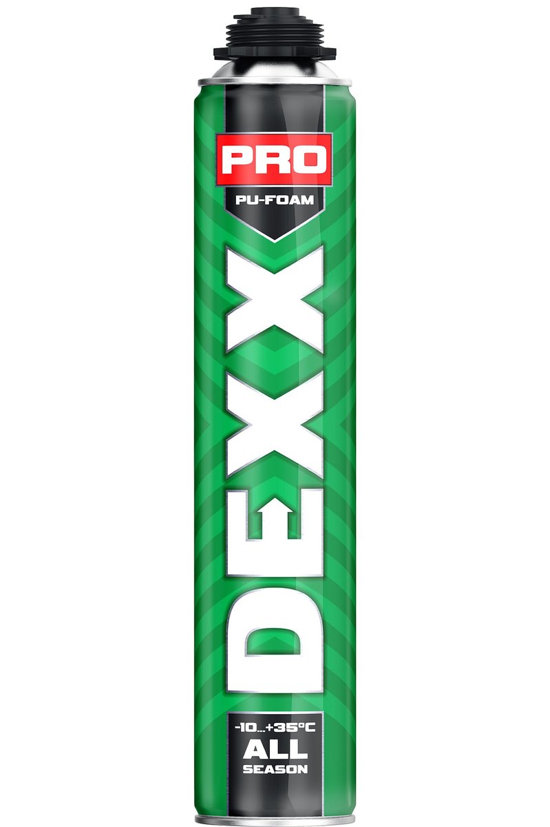 DEXX PRO, 750 мл, пистолетная, всесезонная, выход до 30 л, монтажная пена (41126)