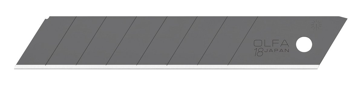OLFA 18 мм, 10 шт, в платсиковом кейсе, черные сегментированные лезвия, EXCEL BLACK (OL-LBB-10)