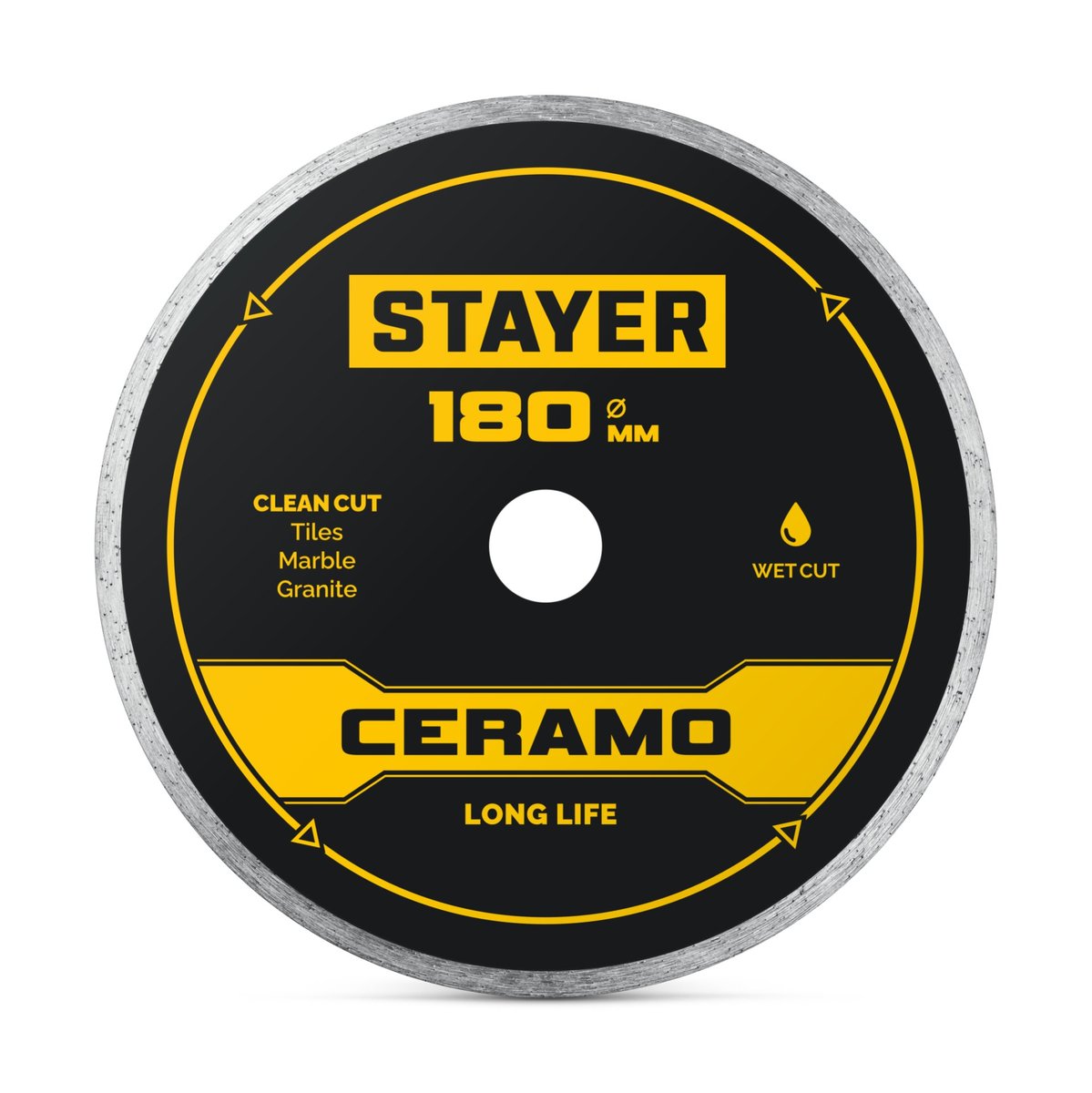 STAYER CERAMO 180 мм (22.2/25.4 х 5 х 2.2 мм), сплошной алмазный диск (3664-180)