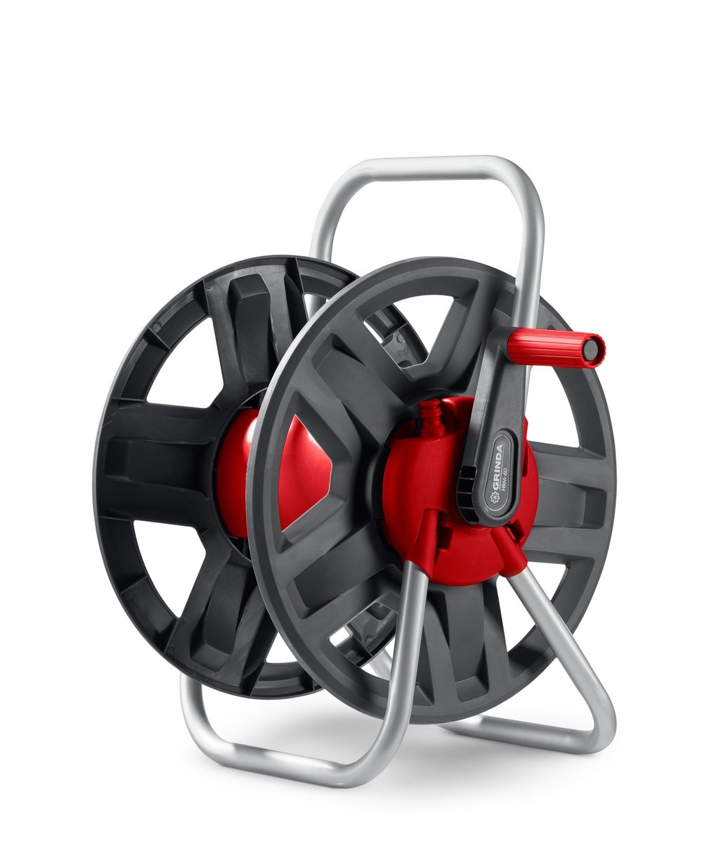 GRINDA HRM-60, для шлангов 60м x 1/2″ и 30м х 3/4″, стальные опоры, пластиковый барабан, катушка для шлангов (8-428410)