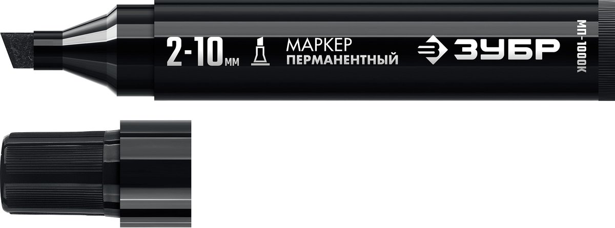 ЗУБР МП-1000К чёрный, 2-10 мм, клиновидный перманентный маркер (06333-2)