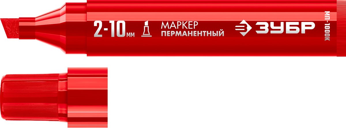 ЗУБР МП-1000К красный, 2-10 мм, клиновидный перманентный маркер (06333-3)