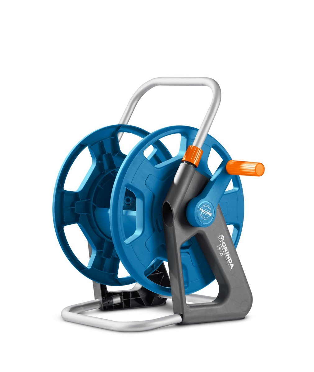 GRINDA HR-60, для шлангов 60м x 1/2″ и 30м х 3/4″, стальные опоры, пластиковый барабан, катушка для шлангов ProLine (428451)